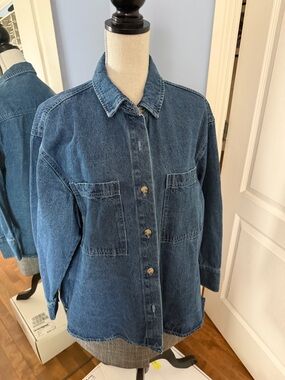 NWT Classic Oversized Dark Blue Denim Button-Up Shirt